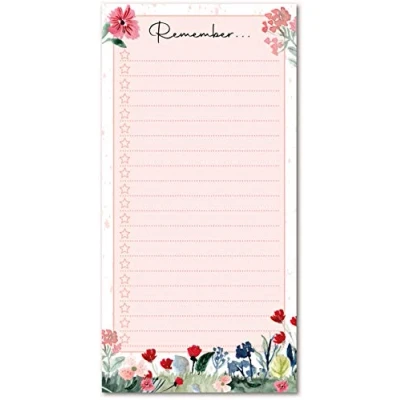 Image of Beautiful Floral Notepad Non Magnetic Shopping List/to Do List DL Size (1 x Notepad)