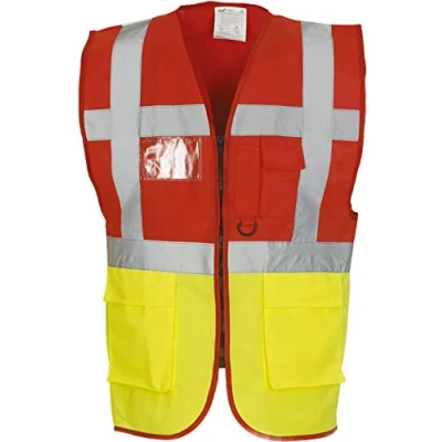 Image of YOKO Hi Vis Executive Waistcoat 3XL Red/Hi Yellow
