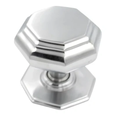 Image of EUROART Large Satin Chrome Octagonal Centre Pull Door Knob 100mm