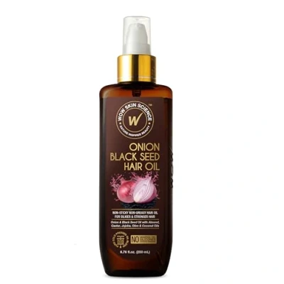 Image of WOW Skin Science Onion Black Seed Hair Oil For Dry Damaged &amp; Growth Treatment With Almond, Castor, Olive, Coconut Jojoba (Brown, 6.8 Fl Oz (Pack Of 1))