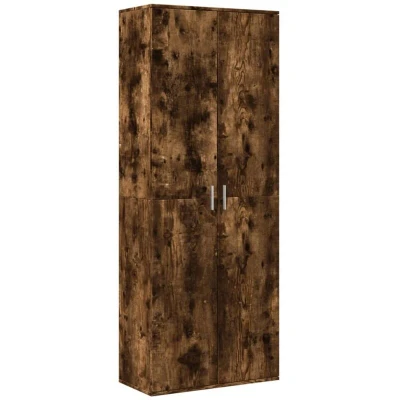 Image of vidaXL Highboard Cabinet Smoked Oak, Engineered Wood, 70x35x180 cm, Modern Storage for Living Room/Office/Bedroom