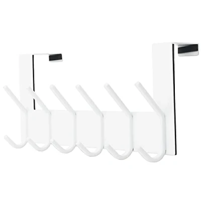 Image of Dseap Over The Door Hook Hanger 6 Hooks Coat Rack for Hanging Clothes Hat Towel, White
