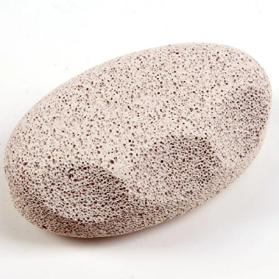Image of Oval Shaped Pumice Stone with Grooved Finger Indents Removes Hard, Dead Skin from Feet &amp; Hands for Smooth