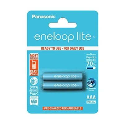 Image of Panasonic BK 4LCCE/2BE Eneloop Lite Micro AAA 550 mAh Rechargeable Battery (Pack of 2)