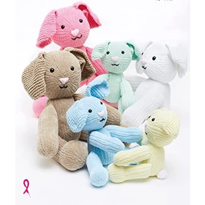 Image of King Cole 9150 Knitting Pattern Rabbit Toys in Yummy