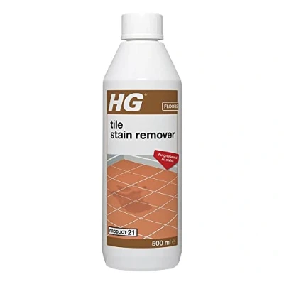Image of HG Tile Stain Remover, Product 21, Spot Cleaner Removes Grease, Oil Stains &amp; Epoxy Marks from Terracotta Tiles, Brick, Flagstones, Natural Stone, Porcelain, Concrete Cement 500ml (166050106)