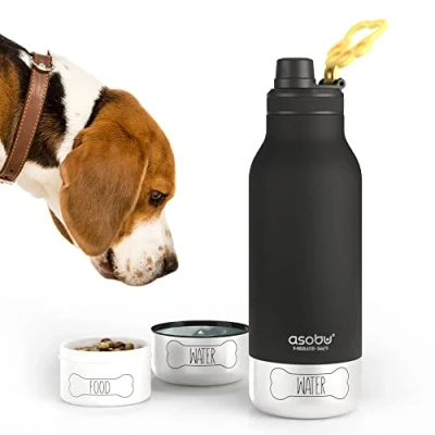 Image of Asobu Dog Bowl Buddy Edelstahlflasche with 2 Näpfen black