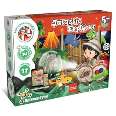 Image of Science4you Jurassic World Explorer Dinosaur Toy for Boys Girls Age 4 5 6+, Science Kit with 24+ Experiments and Crafts Kids: Egg, Figure, Volcano, Fossils Gift Kids