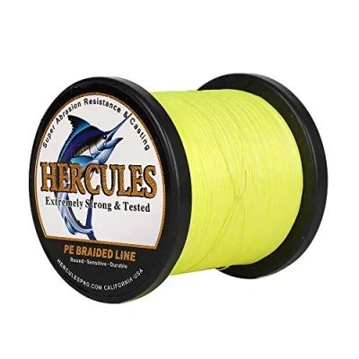 Image of Hercules Super Cast 500M 547 Yards Braided Fishing Line 180 LB Test for Saltwater Freshwater PE Braid Fish Lines Superline 8 Strands Fluorescent Yellow, 180LB (81KG), 0.70MM