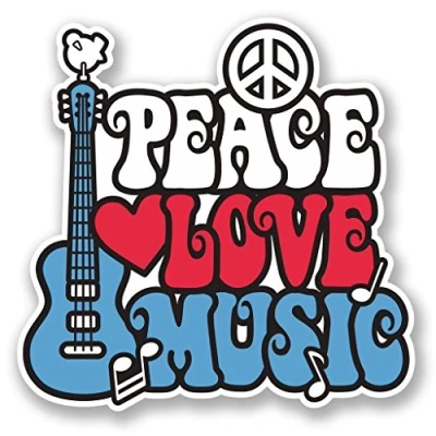 Image of 2 x 10cm/100mm Love Peace Music Window Cling Sticker Car Van Campervan Glass #5659