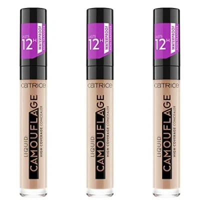 Image of Catrice Liquid Camouflage High Coverage Concealer, 12 Hours, No. 010 Porcellain, Nude, for Combination Skin, Long Lasting, Oil , Waterproof, Alcohol Pack of 3 (3 x 5 ml)