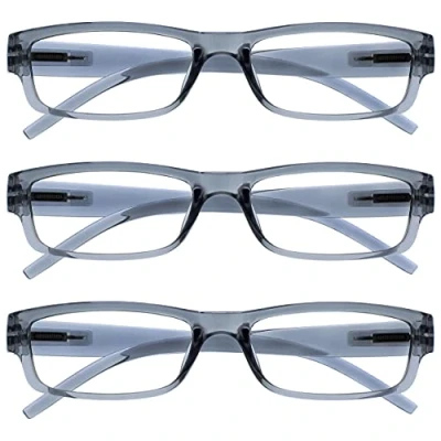 Image of The Reading Glasses Company Grey Lightweight Comfortable Readers Value 3 Pack Designer Style Mens Womens UVR3PK032GR +2.00