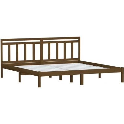 Image of vidaXL 3100612 Bed Frame without Mattress Honey Brown Solid Wood 200x200 cm (810040+814117)