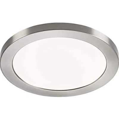 Image of UKEW 18W LED Round Ceiling Lights Dual Mount Recessed/Surface Flush Flat Panel Light CCT Adjustable with Brushed Chrome Bezel