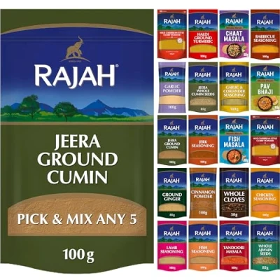 Image of Jeera Ground Cumin by Rajah Spices JIRA Jeeru Zeera 5 x 100g or Pick Any