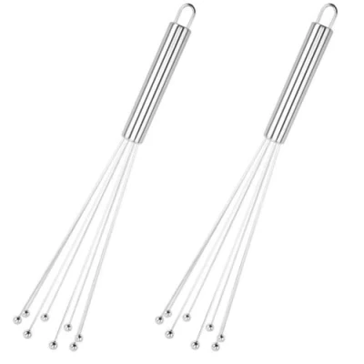 Image of 2 Pieces Stainless Steel Ball Whisk Wire Egg Beater for Cooking Blending Whisking Beating Stirring (9.84in)