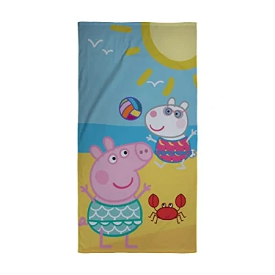 Image of Peppa Pig Official Towel, Catch Design Super Soft Feel 100% Cotton Perfect for The Home, Bath, Beach &amp; Swimming Pool, 140 x 70cm