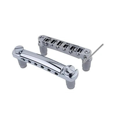 Image of Guyker Guitar Tune O Matic Bridge and Stop Bar Tailpiece Combo with Anchors Studs Replacement Compatible LP SG EPI 6 String Electric Chrome