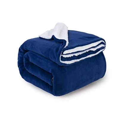 Image of ComfyWell Sherpa Fleece Blanket, Soft and Cozy Throw Large Fluffy Blanket throws for Sofa, Couch, Bed, Travel, Thick Thermal Warm Bed 150x200cm. (Twin/Double, Navy)