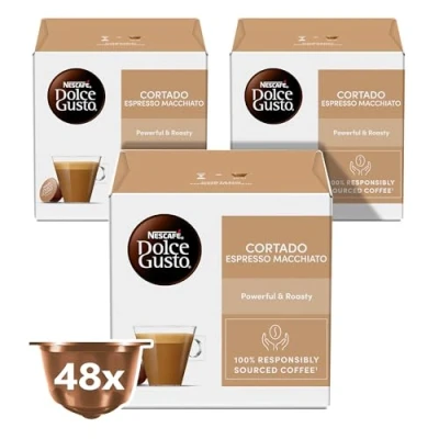 Image of Nescafe Dolce Gusto Espresso Machiato, Cortado Coffee Capsules (48 Capsules, 48 Cups)