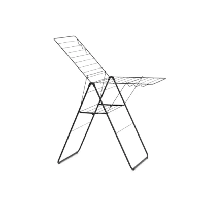 Image of Brabantia HangOn Laundry Drying Rack (20m / Matt Black) Compact, Foldaway, Adjustable Indoor Stainless Steel Clothes Horse