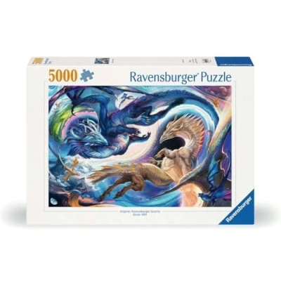 Image of Ravensburger 12000813 Dragon Day and Night 5000 pieces jigsaw Puzzle for adults kids age 14 years up, fantasy