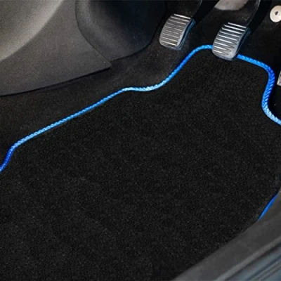 Image of Carpet Floor Mats for the Mitsubishi L200 (2015 2021) [Not suitable &#039;4Life&#039; Double Cab.] Custom Van Accessory Tailored fit, Granulated Anti Slip Layer &amp; Blue Binding