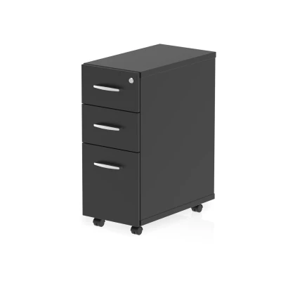 Image of Impulse 3 Drawer Narrow Under Desk Pedestal Black