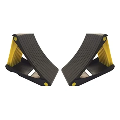 Image of MP Essentials Pair of Foldable Wheel Chocks with Spikes for Caravan, Motorhome, Car, Motorbike &amp; Trailer