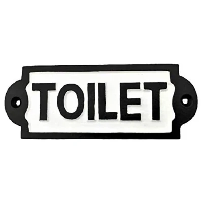 Image of Iron Toilet Door Sign Retro Shabby Chic Style Handmade Loo Black and White Plaque Pub House Vintage