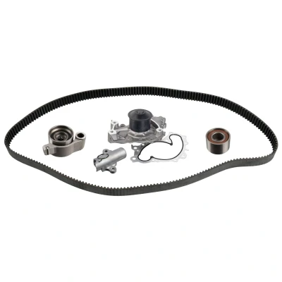 Image of 13568YZZ10, 13568YZZ10S5 water pump + Timing Belt Kit FEBI BILSTEIN 174745 with seal, 211 rounded tooth profile Plastic