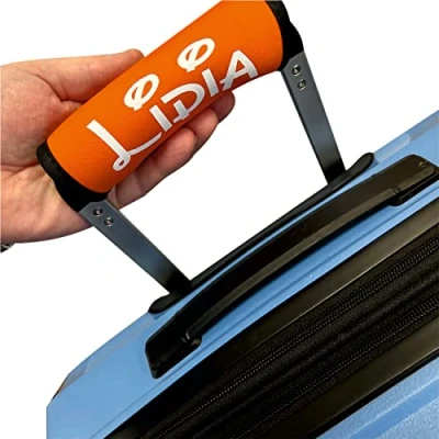 Image of Luggage Handle Wrap/Cover for Suitcase/bags Grip/Case Identifier perfect travel Neoprene Wrap printed with name Tag (Orange, Twin Pack)
