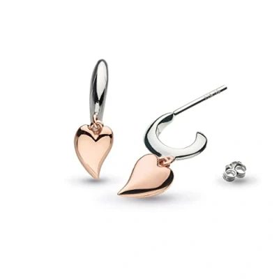 Image of Kit Heath Sterling Silver and 18ct Rose Gold Plate Desire Kiss Blush Mini Heart Semi Hoop Earrings