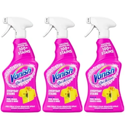 Image of Vanish Oxi Action Multi Stain Spray for Couloured Garments and Fabrics 500ml Pre Treat Without Chlorine Bleach (3 x 500ml)