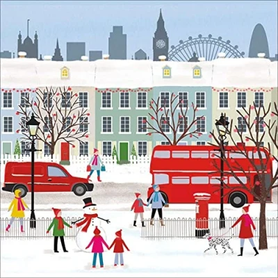 Image of Pack of 8 City Shopping Samaritans Charity Christmas Cards Xmas 556850