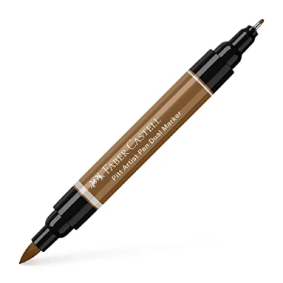 Image of Faber Castell Art &amp; Graphic Pitt Artist Pen Dual Marker India Ink, Raw Umber, Single Pen, For Art, Craft, Drawing, Sketching, Home, School, University, Colouring