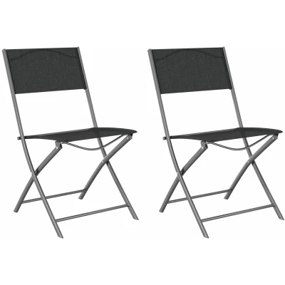 Image of vidaXL Folding Outdoor Chairs 2 pcs Black Steel and Textilene