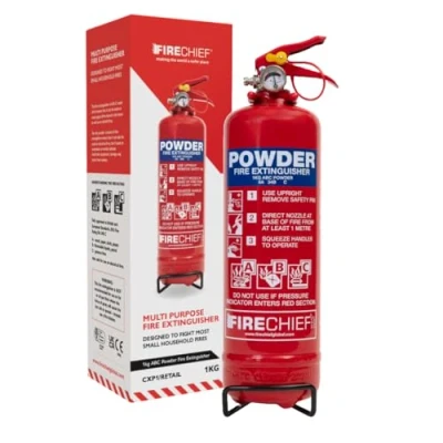 Image of Firechief Core ABC Powder Fire Extinguisher 1kg Small Quick and Easy to Use Home, Car UK, Caravan Multipurpose