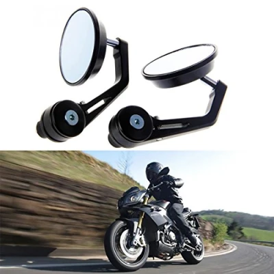 Image of KATUR Universal Motorcycle Rearview Mirror Black Retro Style Side Rear View Motorbike Handlebar End Mirrors for 7/8&quot; 22MM Handle Bars H onda S uzuki Y amaha arley D avidson