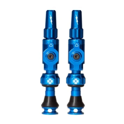 Image of Muc Off Big Bore Lite Tubeless Valves, Blue 30mm Precision Engineered Dust Caps for Bikes with Revolutionary Airflow Technology Presta Valve MTB/Road/Gravel