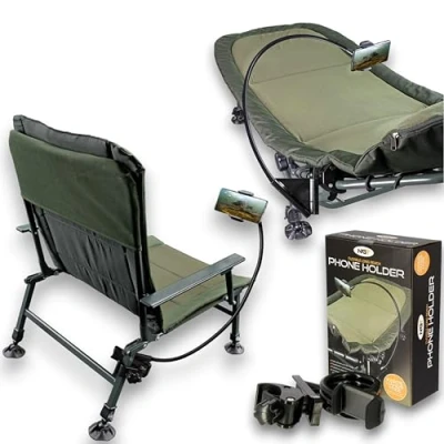 Image of NGT HANDS FREE Flexable Phone Holder Carp Fishing fits Chair Bedchair Table Overnight Camping