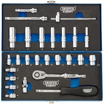 Image of Draper Metric Socket Set, 1/4&quot; Sq. Dr. (26 Piece)
