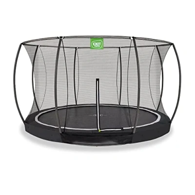 Image of EXIT Toys Black Edition Round Inground Trampoline with Foot Protection System Safety Net Zip Closure Modern Design Rustproof for Children ø12ft