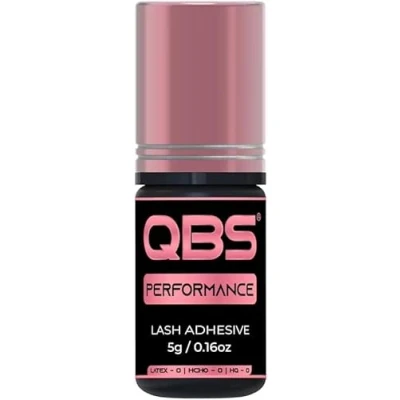 Image of QBS PERFORMANCE Eyelash Extension Glue Russian Volume Adhesive Perfect for Premade Fans 6 Weeks Retention (5g)