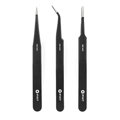 Image of iFixit Precision Tweezers Set, Repair Set with 3 Antistatic to Electronic Devices Such as Smartphone, Tablet, PS4, PC