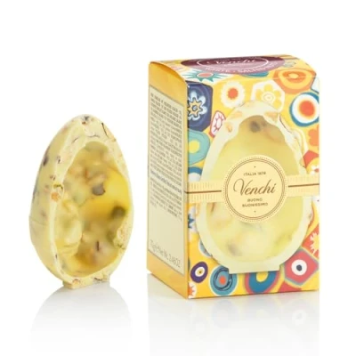 Image of Venchi Mignon Chocolate Egg, Gourmet Savory White Flavor with Almonds, Pistachios and &quot;Piedmont Hazelnut&quot;, 70 gr, Gluten Free, Without Surprise, Easter Collection, Gift Idea