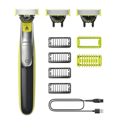 Image of Philips OneBlade 360 Authentic Face &amp; Body Electric Beard Trimmer, Shaver and Groomer, 3X Blades, 4X Stubble Comb (1,2,3,5mm), 1x Kit, QP2834/31