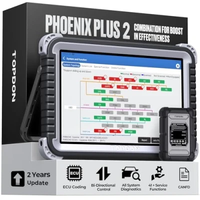 Image of TOPDON Car Diagnostic Tool Phoenix Plus Advanced ECU Coding, OE level all System Scanner with 41+ Reset Service, Guided Function, Bi Directional scan tool, FCA AutoAuth, Android 10.0