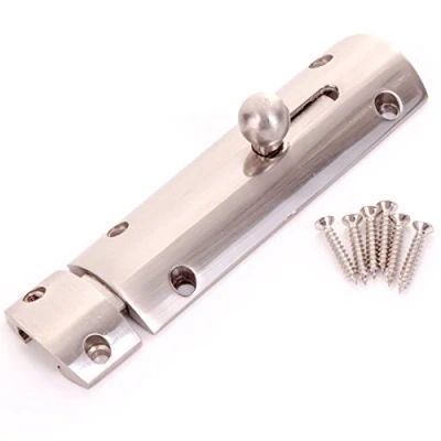 Image of Modern Sliding Nickel Door Bolt 100mm Indoor Latch