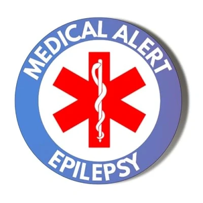 Image of Gift Insanity MEDICAL ALERT BLUE BACKGROUND EPILEPSY 45mm Medium Badge,White
